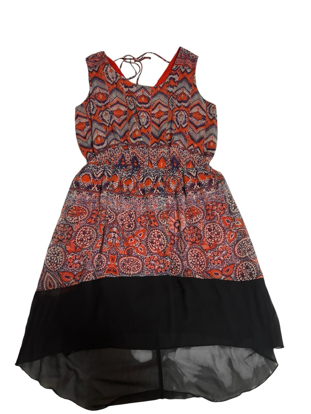 Enfocus Women’s Boho Paisley High-Low Dress Size XL Sleeveless Chiffon Hem